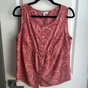 Croft & Barrow Red Print Blouse with Buttons